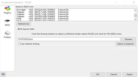 I opened the PCSX2 app to check the folder paths for both bios and plugins. . Pcsx2 plugins folder